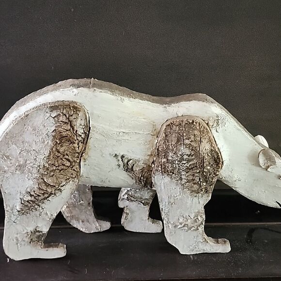 Polar Bear Textured Stand Alone Figure Handmade Large Wooden - Picture 6 of 10